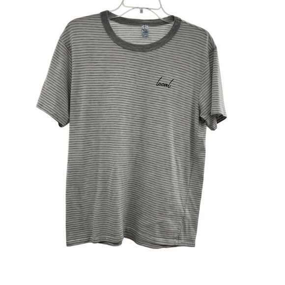 Alternative Men's Gray/White Striped Short Sleeve T-Shirt Size Large - Picture 1 of 9